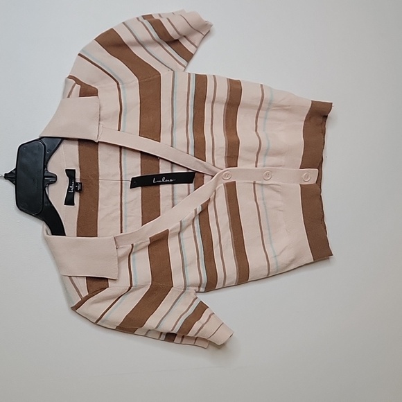 Cute Approach Beige Multi Striped Cropped Cardigan Sweater- Lulus Size Small NWT - Picture 3 of 7